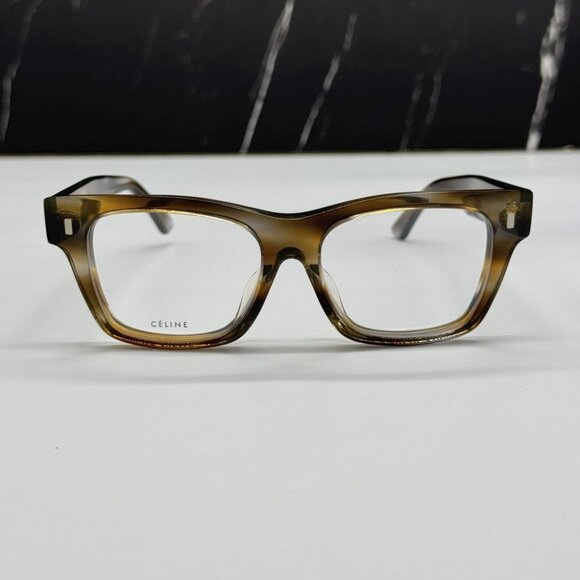 NEW CELINE CL50011F 055 HAVANA SQUARE UNISEX CELINE EYEGLASSES - Picture 4 of 12